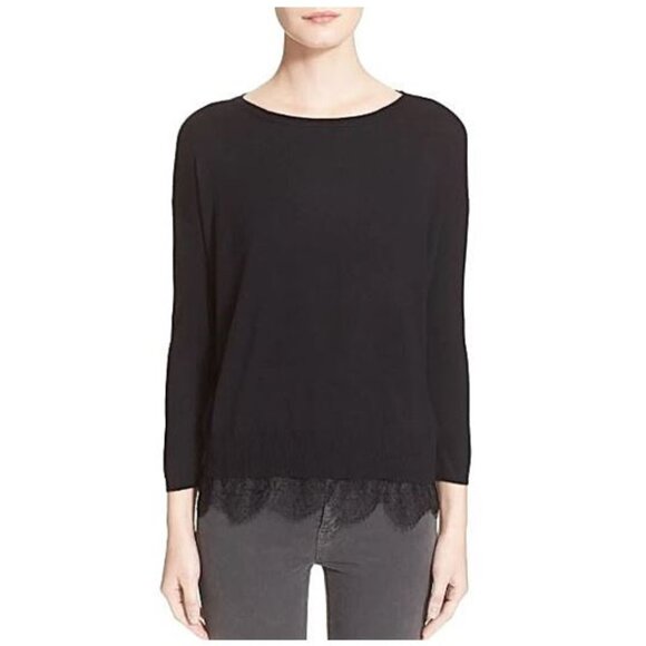 JOIE, Hilano black cashmere blend classic lace trim sweater - Picture 4 of 13